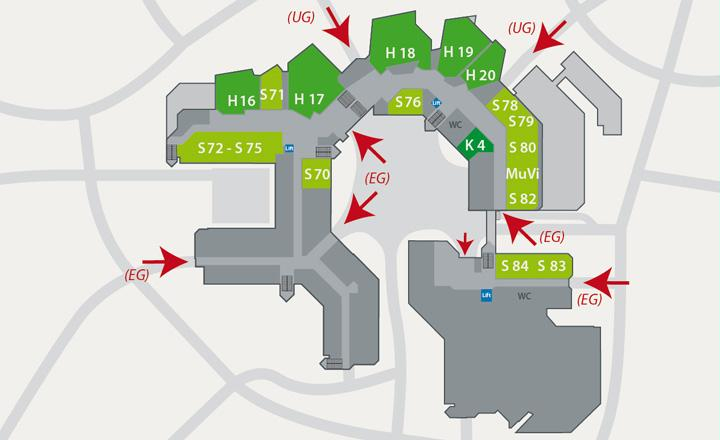 Lageplan des NW2-Gebäudes / site plan of building NW2 at the University of Bayreuth